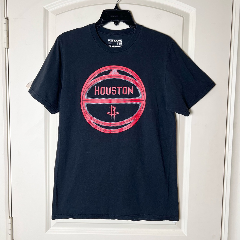 Adidas Houston Rockets Black and Red T-shirt